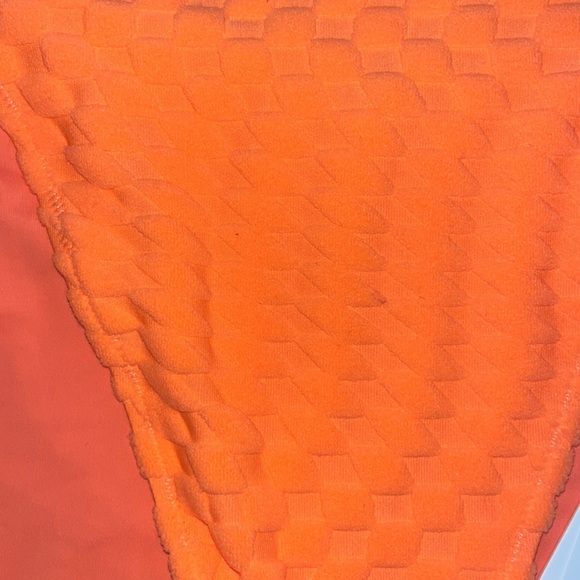 NWT Good American Neon Orange Square Waffle Print Bikini Bottom in Size X-6 - Picture 4 of 4